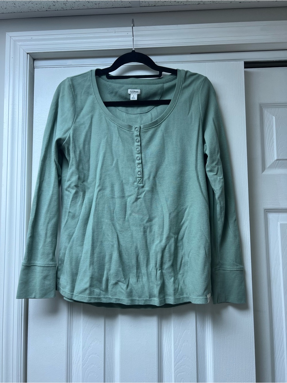 L.L. Bean Women's Long Sleeve Scoop Henley in Sage